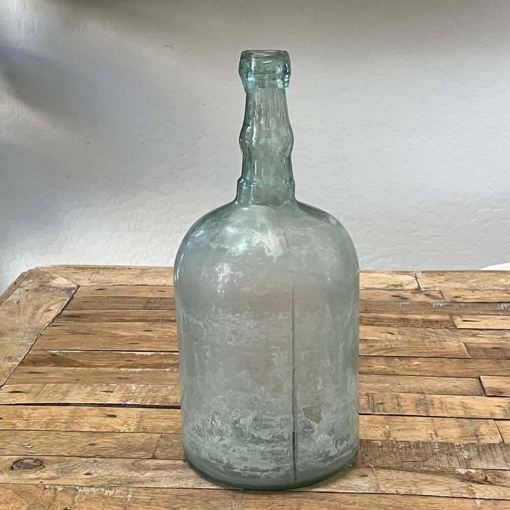 Antique Mold Blown Aqua Blue Large Demijohn Bottle 13.25” 1900's - Picture 2 of 16